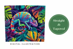 Cute Chameleon Tumbler PNG, Neon Tropical Leaves Tumbler Product Image 3