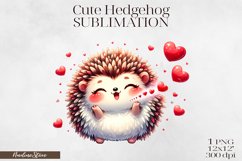 Cute Valentine&#039;s day Hedgehog PNG. Product Image 1