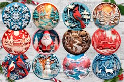 3d Christmas ornament png, 3d round, Paper cut imitation Product Image 4