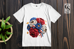 Patriotic Crochet Flower Bouquet Clipart Sublimation PNG Product Image 3
