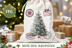 Pink Christmas Bows Santa Sack, Christmas Gift Bag Product Image 1