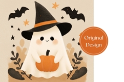 Doodle Halloween Tumbler, Halloween Ghost Tumbler Template Product Image 3