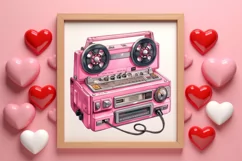 Retro Valentine Watercolor Clipart, Pink Valentine Product Image 3