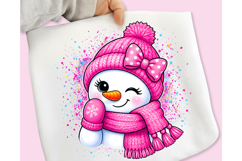 Pink Snowman PNG, Splatter Snowman PNG, Christmas PNG Product Image 1