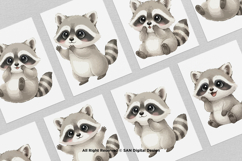 15 Bundle Watercolor Cute Raccoon Baby Animal Forest Lovely Product Image 3