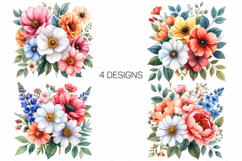 Summer Floral Watercolor Flower Bouquet Product Image 3