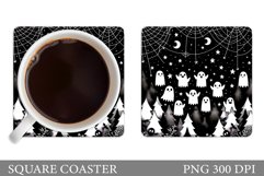 Cute Ghost Coaster Design. Halloween Coaster Sublimation Product Image 1