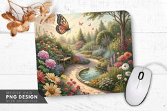 Butterfly Bliss Floral Garden Design Plan Mouse Pad PNG Product Image 1