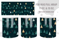 Christmas Trees Mug Sublimation Wrap Green Xmas Design Product Image 1