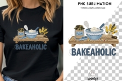Bakeaholic PNG | Funny Baking Lover Shirt Design Product Image 3