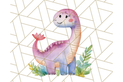 Watercolor Dinosaur and Rainbow PNG Clipart, Baby Nursery Product Image 3
