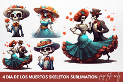 Dia De Los Muertos Skeleton Sublimation Clipart Product Image 1