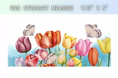 Tulip butterfly watercolor flower 16oz Libby Glass Can Product Image 2