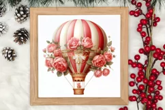Christmas Hot Air Balloon Clipart, Christmas Hot Air Product Image 3