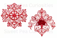 Embroidery, Flowers, Lace, PNG, Clipart, Red Product Image 3