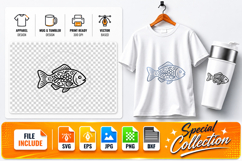 Fish Mandala Zentangle Ornament SVG,EPS,JPG,PNG,DXF Product Image 1