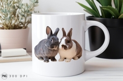 Two Cute Rabbits On A White Background Sublimation PNG Product Image 2