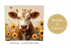 Cute Cow Tumbler Design, Sunflowers Tumbler Sublimation Product Image 3