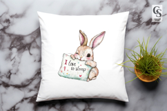 Cute Bunny I Love Sleep Clipart PNG Product Image 3