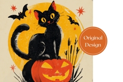 Vintage Halloween Cat Tumbler, Cartoon Tumbler Wrap Product Image 3
