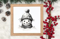 Watercolor Peeking Santa and Snowman Clipart, Christmas PNG Product Image 3