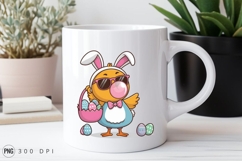 Cool Easter Chick With Eggs Sublimation Png