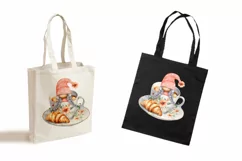 Watercolor gnome in a mug of tea with cookies, Gnome PNG Product Image 3