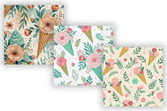 seamless floral ice cream, blush peony mint design Product Image 2