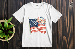 USA Flag Floral Clipart PNG Product Image 3