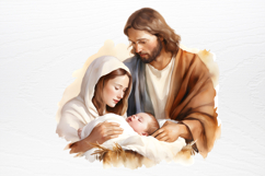 Christmas Nativity Watercolor Clipart PNG Product Image 3