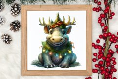 Cute Christmas Hippo Sublimation Clipart, Christmas Clipart Product Image 3