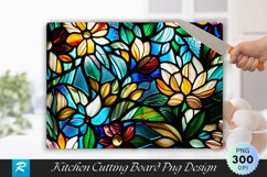Stained Glass Flowers Cutting Board Sublimation Design Product Image 1