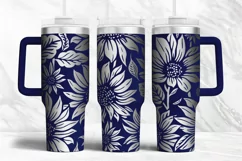 40oz Tumbler laser svg wrap| Floral Sunflowers pattern Product Image 1