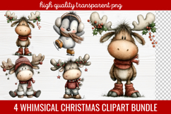 4 Whimsical Christmas Clipart | Cute Festive Holiday PNG Product Image 1