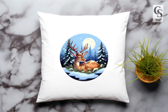 Majestic Deer Forest Winter Clipart Sublimation PNG Product Image 3