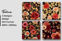 Embroidered Rose Floral Digital Paper Product Image 3