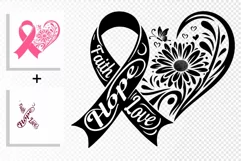 Faith Hope Love SVG I Pink Ribbon Breast Cancer SVG Designs Product Image 3