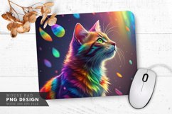 Vibrant Energy Rainbow Cat Mouse Pad PNG Design Product Image 1