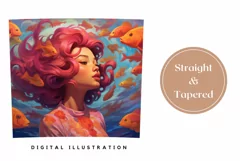Pink Hair Mermaid Sublimation Design, Kawaii Mermaid Wrap Product Image 3