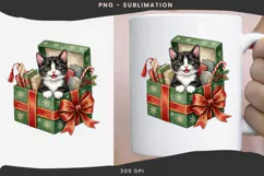 Christmas bookish cat png design for T-shirts Product Image 3