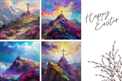 Easter Cross Pillow Template, Floral Easter Pillowcase PNG Product Image 3