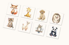 Whimsical Animal Clipart Set 20 Watercolor PNGs for Nursery Product Image 3