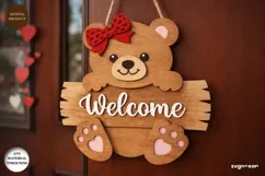 Valentine Bear Door Sign Laser Cut | Door Hanger | SVG Product Image 2