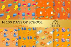 Orange 100 Days of School Digital Paper Patterns Design Product Image 3