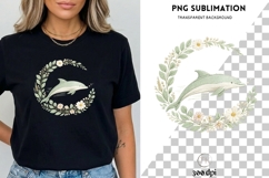 Dolphin Floral Wreath PNG | Ocean Animal Clipart | Coastal Product Image 1