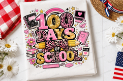 100 Days Of School Pink Leopard Bow PNG Design 100 days of Product Image 3