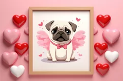 Sweet Pugs Valentine Clipart, Valentines PNG Product Image 3