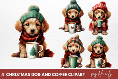 Christmas Dog And Coffee Clipart Sublimation Christmas Dog Product Image 1