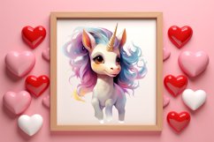 Cute Baby Unicorn Clipart, Valentines Day Couplet Product Image 3
