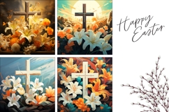 Easter Cross Pillow Template, Floral Easter Pillowcase Product Image 3